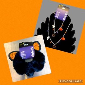 Claire’s Halloween Necklace/Bracelet Set & Cat Ears Glitter Scrunchie